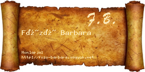 Főző Barbara névjegykártya